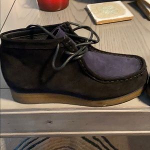 Blue 2 tone suede booties